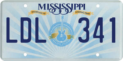 MS license plate LDL341