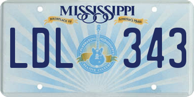 MS license plate LDL343