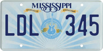 MS license plate LDL345