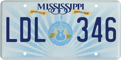 MS license plate LDL346