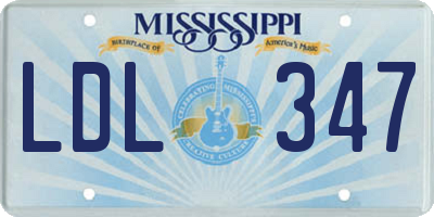 MS license plate LDL347