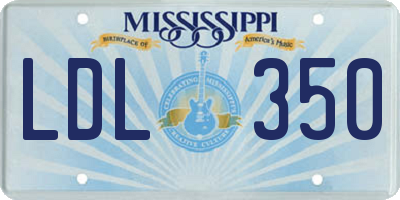 MS license plate LDL350