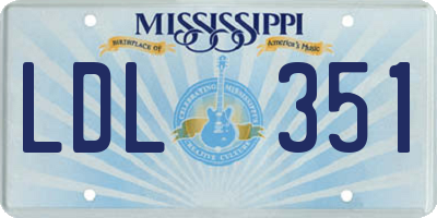 MS license plate LDL351