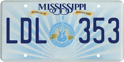 MS license plate LDL353