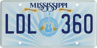 MS license plate LDL360