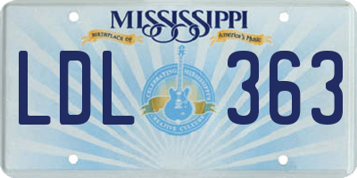 MS license plate LDL363