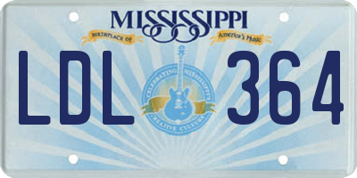 MS license plate LDL364