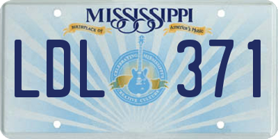 MS license plate LDL371