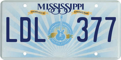 MS license plate LDL377