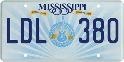 MS license plate LDL380