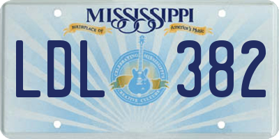 MS license plate LDL382