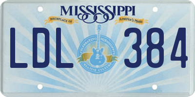 MS license plate LDL384