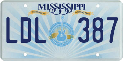 MS license plate LDL387