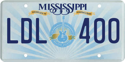 MS license plate LDL400