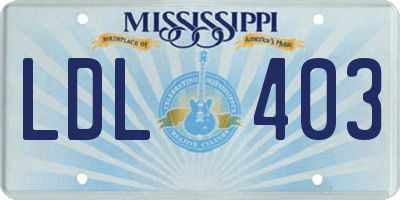 MS license plate LDL403
