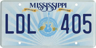 MS license plate LDL405