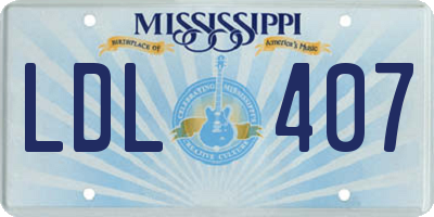 MS license plate LDL407