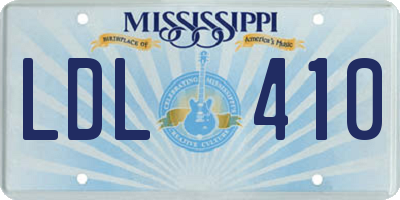 MS license plate LDL410