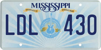 MS license plate LDL430