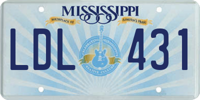 MS license plate LDL431