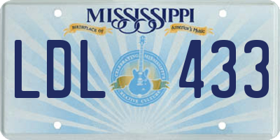 MS license plate LDL433