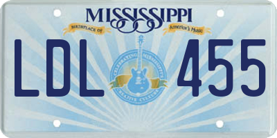 MS license plate LDL455