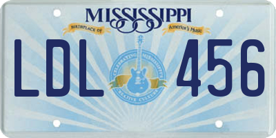 MS license plate LDL456