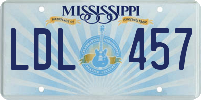 MS license plate LDL457