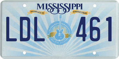 MS license plate LDL461