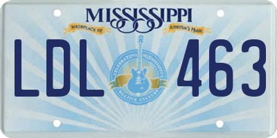 MS license plate LDL463