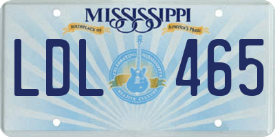 MS license plate LDL465