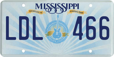MS license plate LDL466
