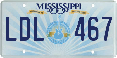 MS license plate LDL467