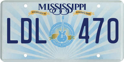 MS license plate LDL470