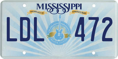MS license plate LDL472