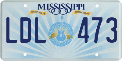 MS license plate LDL473