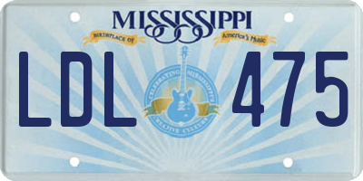 MS license plate LDL475