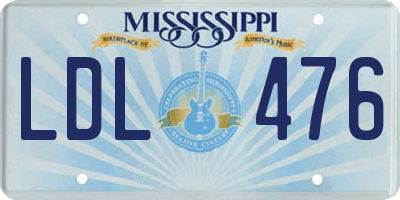 MS license plate LDL476