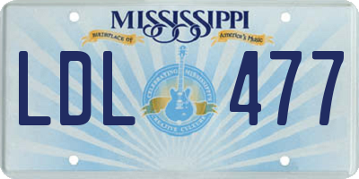 MS license plate LDL477