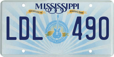 MS license plate LDL490
