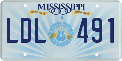 MS license plate LDL491