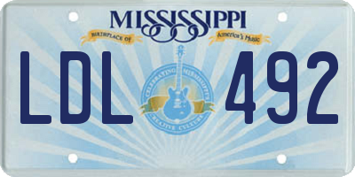MS license plate LDL492