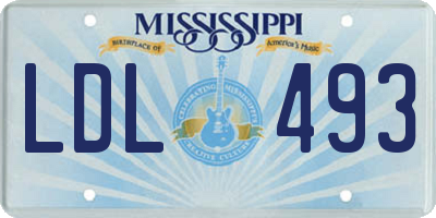 MS license plate LDL493