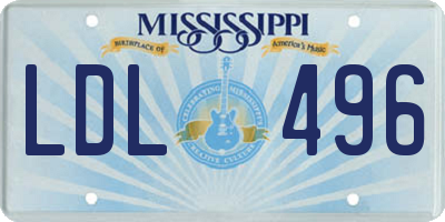 MS license plate LDL496