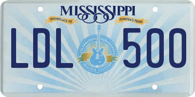 MS license plate LDL500
