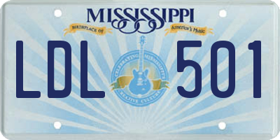 MS license plate LDL501