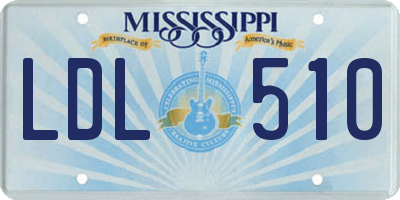 MS license plate LDL510