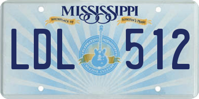 MS license plate LDL512