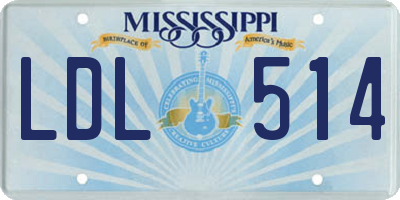 MS license plate LDL514
