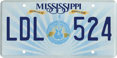 MS license plate LDL524
